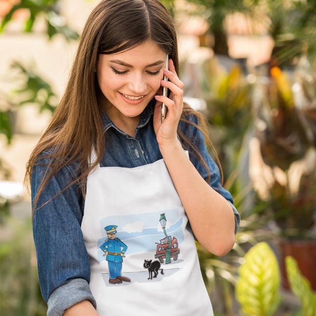 Bad Luck Black Cat Policeman and Accident Standard Apron (Creator Uploaded)