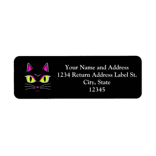 Bad Mad Black Kitty Cat Halloween Return Address Label