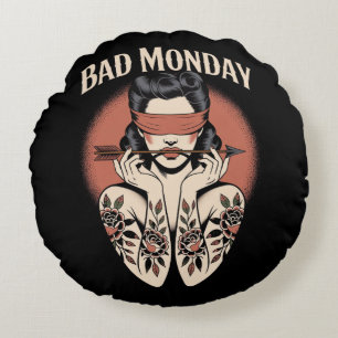 Bad Monday Pillow – Retro Tattoo Art Design