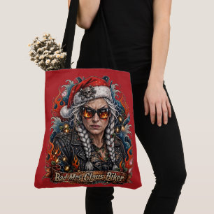 Bad Mrs Claus Biker,Biker Wife Badass Tote Bag