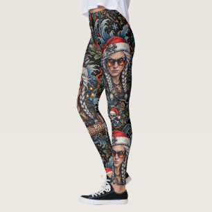 Bad Mrs Claus Biker Christmas Leggings