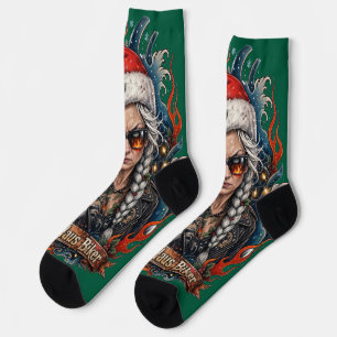 Bad Mrs Claus Biker Socks Biker Wife Badass