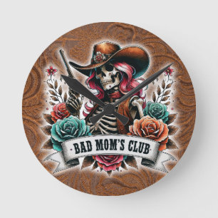 Bad Mum's Club Mothers Day Mummy Birthday Fun Mama Round Clock