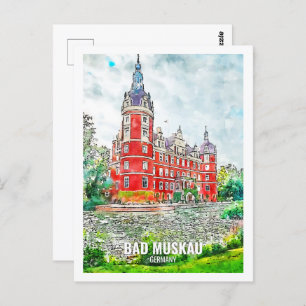 Bad Muskau Germany Travel Place Watercolor Postcard