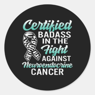 Bad Neuroendocrine Cancer Awareness Net Zebra Ribb Classic Round Sticker