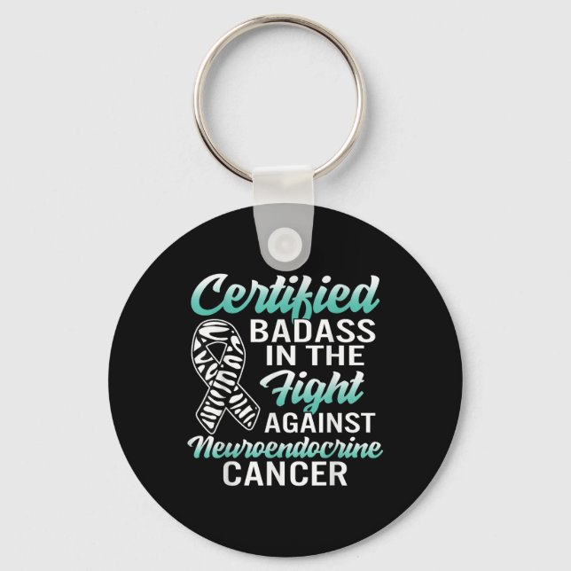 Bad Neuroendocrine Cancer Awareness Net Zebra Ribb Key Ring (Front)