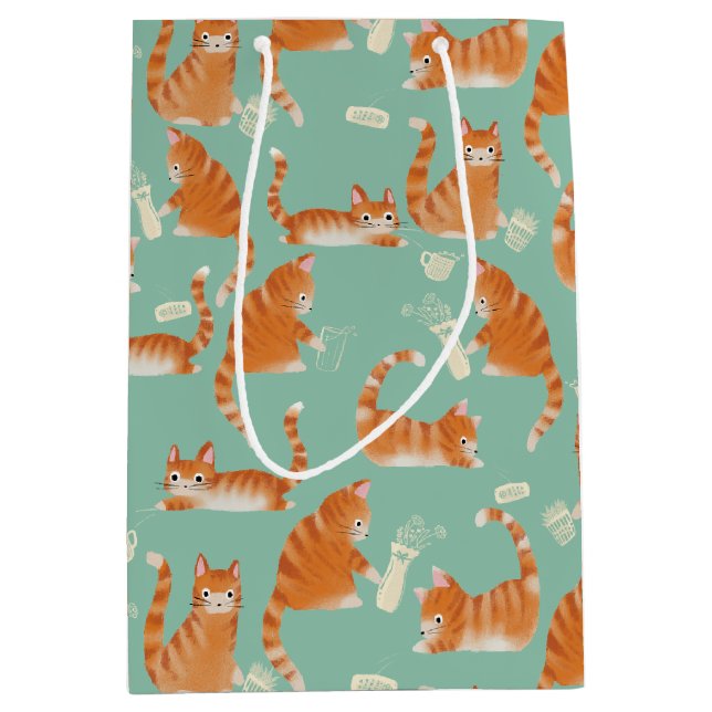 Bad Orange Tabby Cats Knocking Stuff Over Medium Gift Bag (Front)