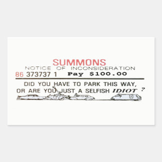 Bad Parking Summons Rectangular Sticker
