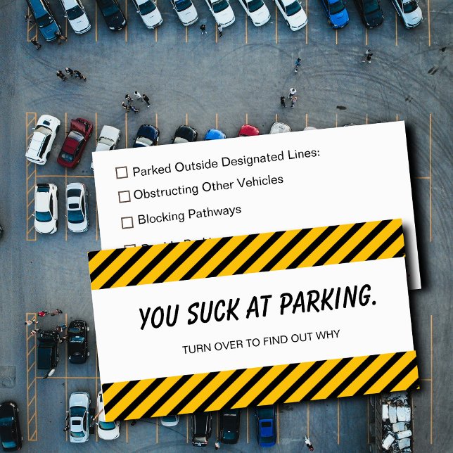 Bad Parking – You Suck at Parking Funny Car Decal  Business Card (Creator Uploaded)