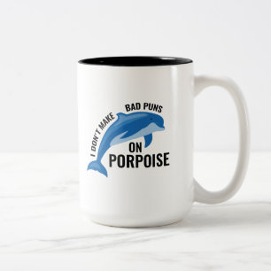 Bad Puns On Porpoise Two-Tone Coffee Mug