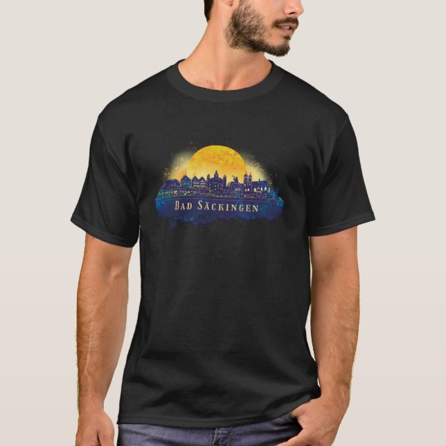 Bad Säckingen Germany City Skyline Silhouette Outl T-Shirt (Front)