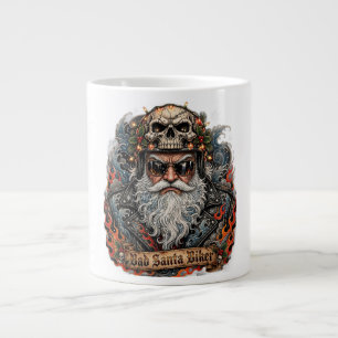 Bad Santa Biker , Badass Biker Santa Skull Large Coffee Mug