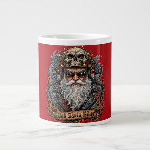 Bad Santa Biker , Badass Biker Santa Skull Large Coffee Mug