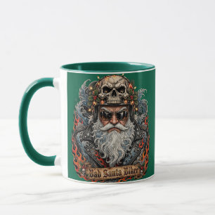 Bad Santa Biker , Badass Biker Santa Skull Mug