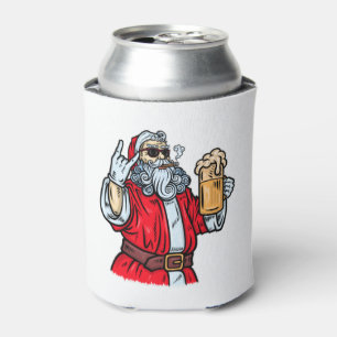 Bad Santa Claus, Rock, Beer and Cigar Can Cooler