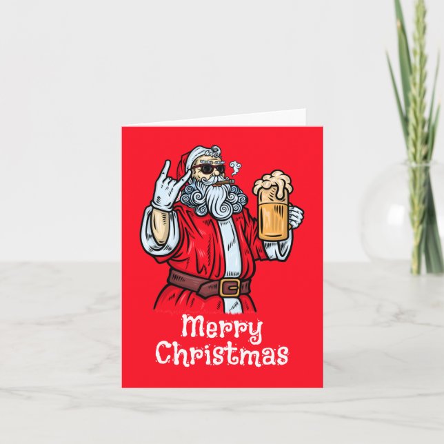 Bad Santa Claus, Rock, Beer and Cigar Invitation (Front)
