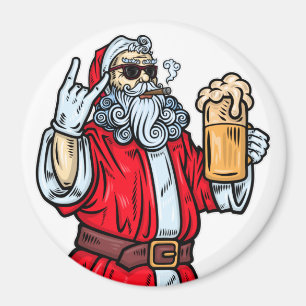 Bad Santa Claus, Rock, Beer and Cigar Magnet