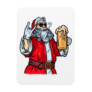 Bad Santa Claus, Rock, Beer and Cigar Magnet