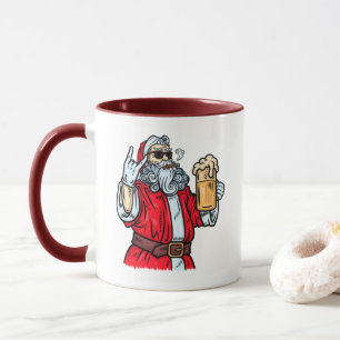 Bad Santa Claus, Rock, Beer and Cigar Mug
