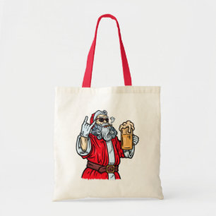 Bad Santa Claus, Rock, Beer and Cigar Tote Bag