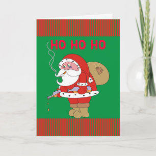 Bad Santa Funny Christmas Greeting Card, Ho ho ho Holiday Card