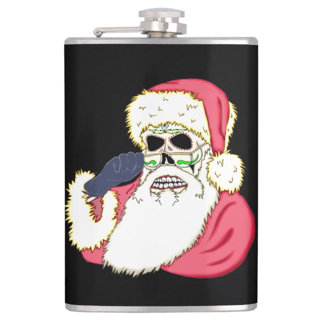 Bad Santa Skull Hip Flask (Front)