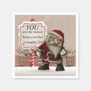 Bad Santa, White Standard Cocktail Paper Napkins