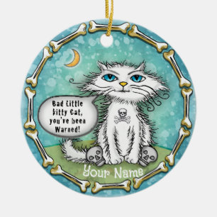 Bad Scraggles Cat Ceramic Ornament