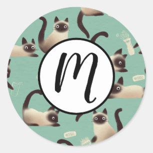 Bad Siamese Cats Knocking Stuff Over Classic Round Sticker