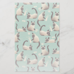 Bad Siamese Cats Knocking Stuff Over Stationery