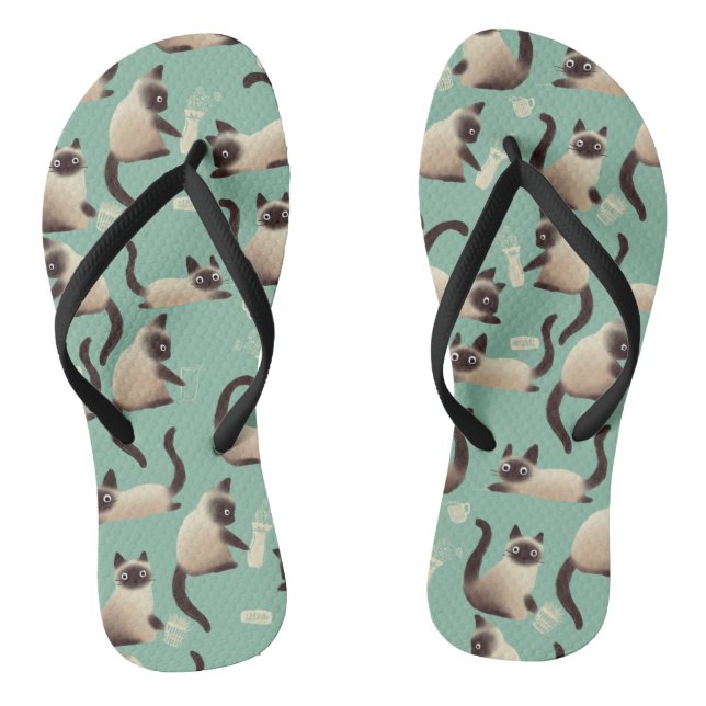Bad Siamese Cats Knocking Stuff Over Thongs (Footbed)