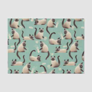 Bad Siamese Cats Knocking Stuff Over Tissue Paper