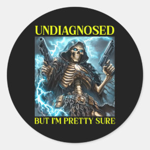 Bad Skeleton Undiagnosed Autism Brainrot  Classic Round Sticker