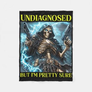 Bad Skeleton Undiagnosed Autism Brainrot  Fleece Blanket