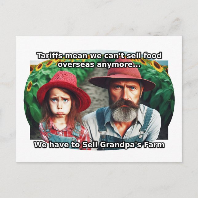 Bad tariff Sad Farmers Postcard (Front)