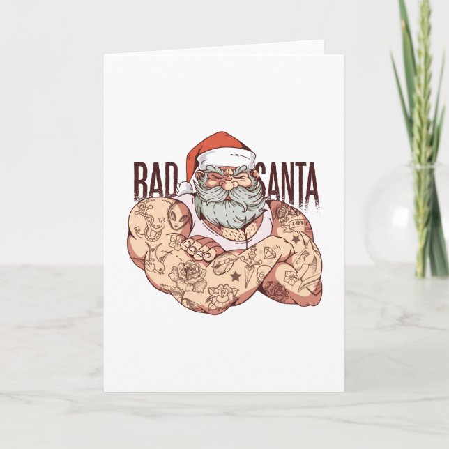 Bad Tattoo Santa Card (Front)