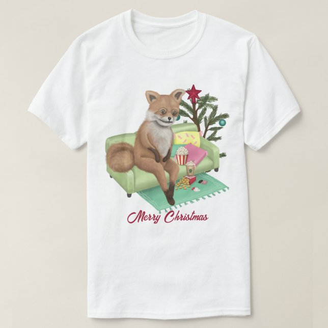 Bad Taxidermy Fox Christmas T-Shirt (Design Front)