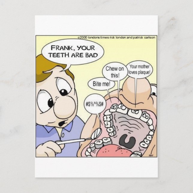 "Bad Teeth" Funny Dentistry Gifts Tees Collectable Postcard (Front)