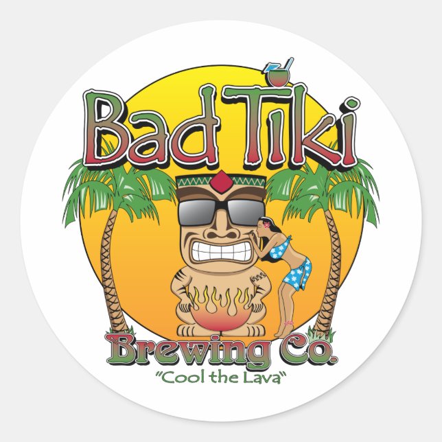 Bad Tiki Brewing Company Classic Round Sticker (Front)