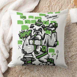 Bad To The Bone Bulldog Gangster Art Cushion