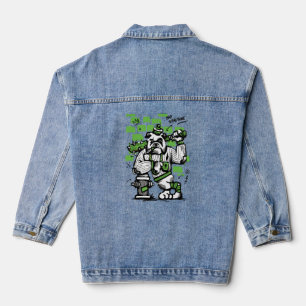 Bad To The Bone Bulldog Gangster Art Denim Jacket