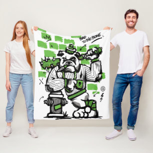Bad To The Bone Bulldog Gangster Art Fleece Blanket
