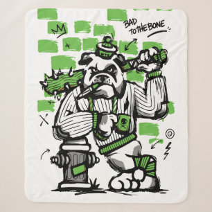 Bad To The Bone Bulldog Gangster Art Sherpa Blanket
