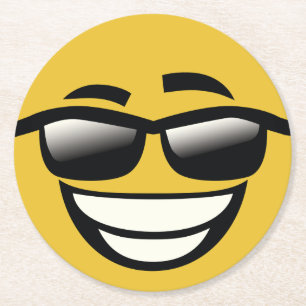Bad to the Bone cool guy Emoji Round Paper Coaster