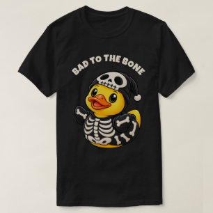 Bad to the Bone Skeleton Rubber Duck Halloween T-Shirt