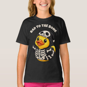 Bad to the Bone Skeleton Rubber Duck Halloween T-Shirt