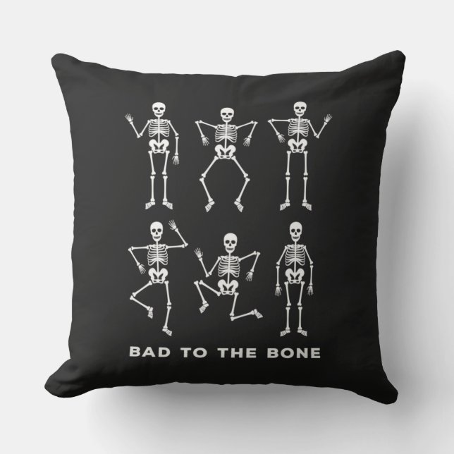 Bad to the Bone Skeletons  Cushion (Front)