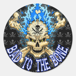 Bad to the Bone Skull Classic Round Sticker