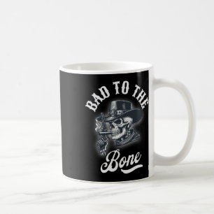 Bad To The Bone Skull Rebel Edgy Halloween Cowboy Coffee Mug