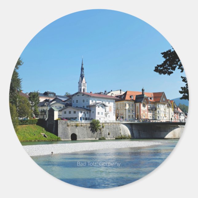 Bad Tolz, Germany scenic photograph, Classic Round Sticker (Front)